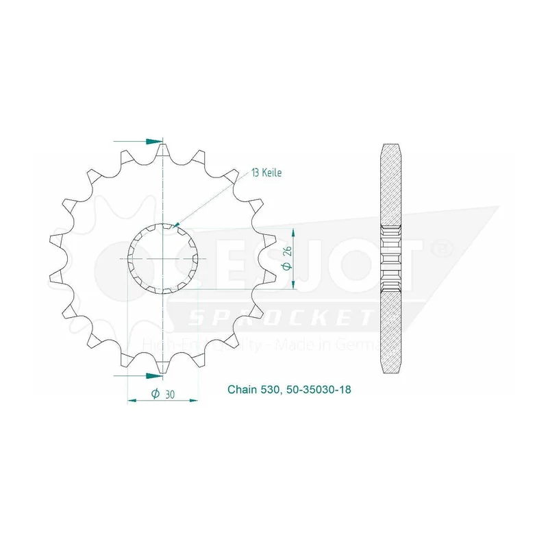 Sprockets Front (35030-18T) - Esjot (Sports)