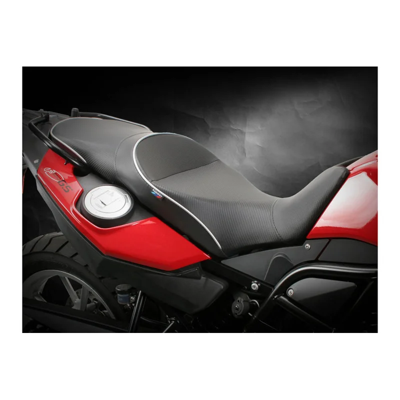 BMW F650 GS Premium Foam Conversion Seat - Regular Height - CarbonFX/Silver welt/BMW tag
