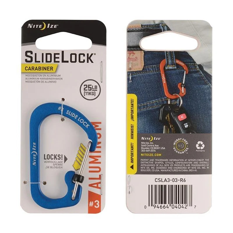 Carabiner with Slide Lock (Set of 3) - Aluminium