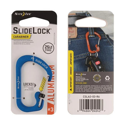 Carabiner with Slide Lock (Set of 3) - Aluminium