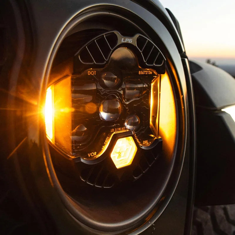 DOT LP6 LED HEADLIGHT REPLACEMENT PAIR - UNIVERSAL - Amber
