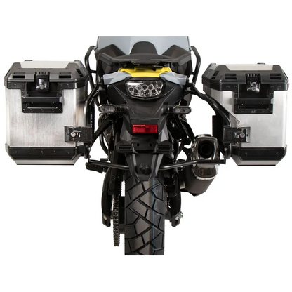 Suzuki V-Strom 800 DE Sidecase Carrier - Cutout Series with Xplorer - Silver