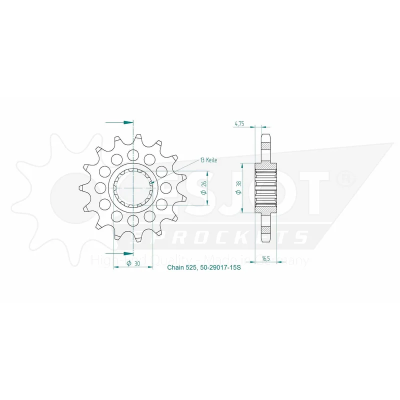 Sprockets Front (29017-15T) - Esjot (Sports)