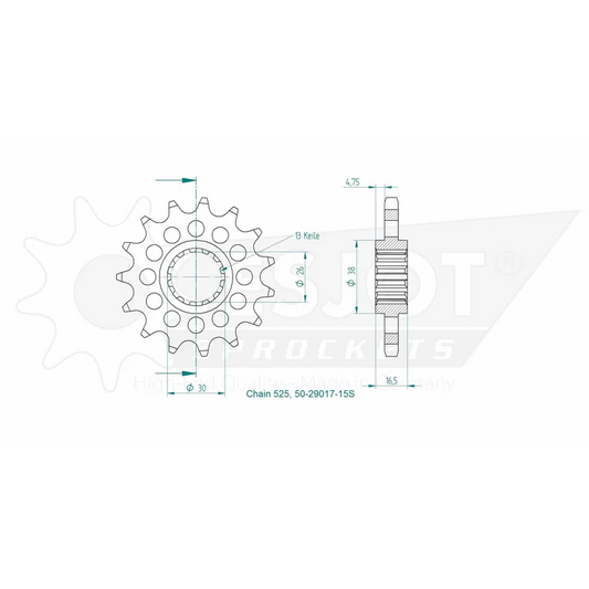 Sprockets Front (29017-15T) - Esjot (Sports)