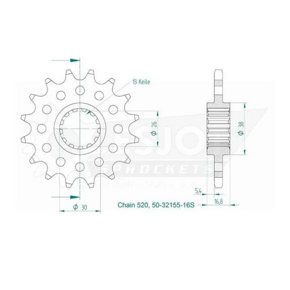 Sprockets Front (32155-16T) - Esjot