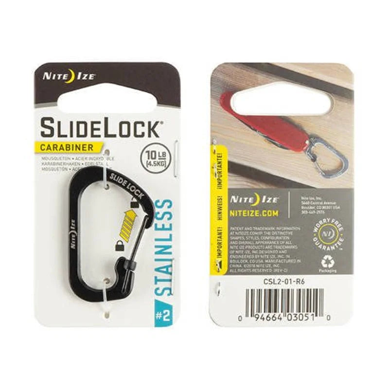 Carabiner with Slidelock (pcs) - Stainless Steel - Size#2 / Natural Steel / Stainless Steel