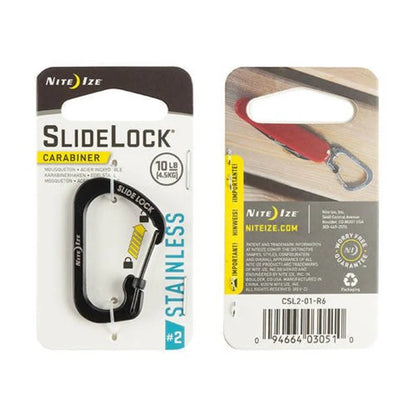 Carabiner with Slidelock (pcs) - Stainless Steel - Size#2 / Natural Steel / Stainless Steel