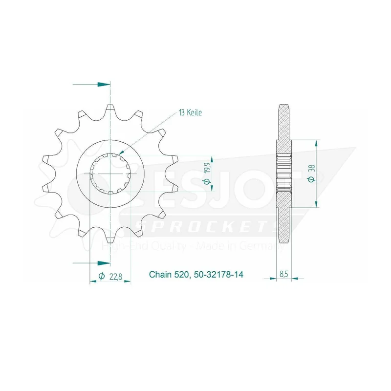 Sprockets Front (32178-14T) - Esjot