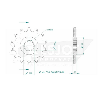 Sprockets Front (32178-14T) - Esjot