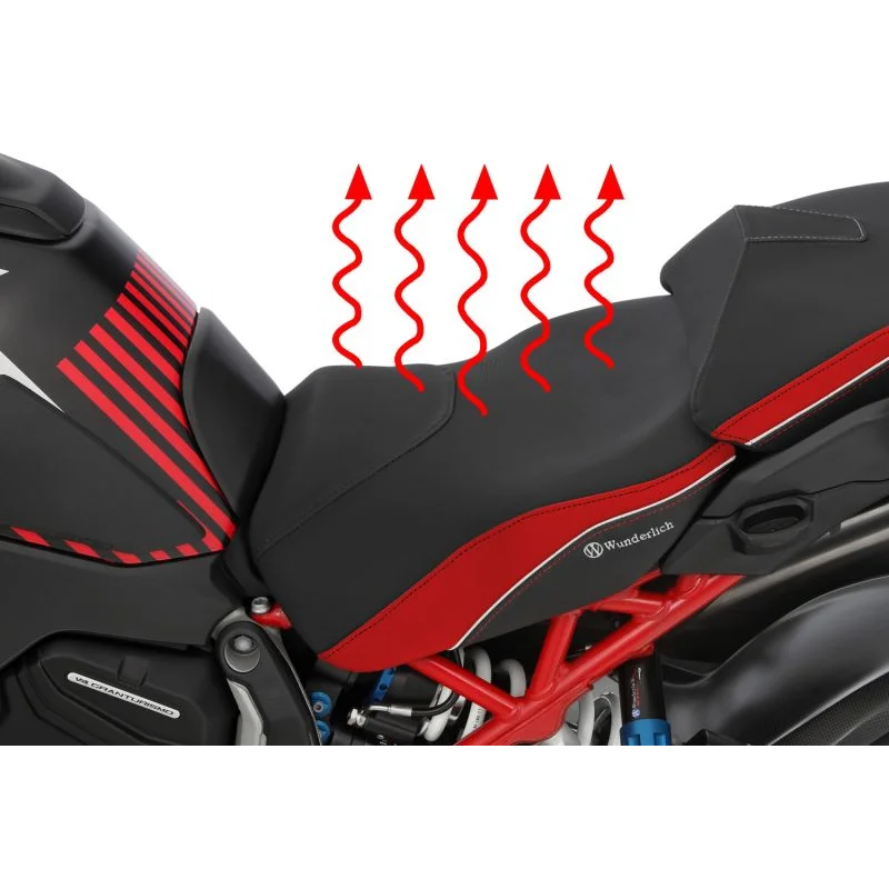DUCATI Multistrada V4 Ergonomics -"Active Comfort" (Heating) Passenger Seat - Red-Black