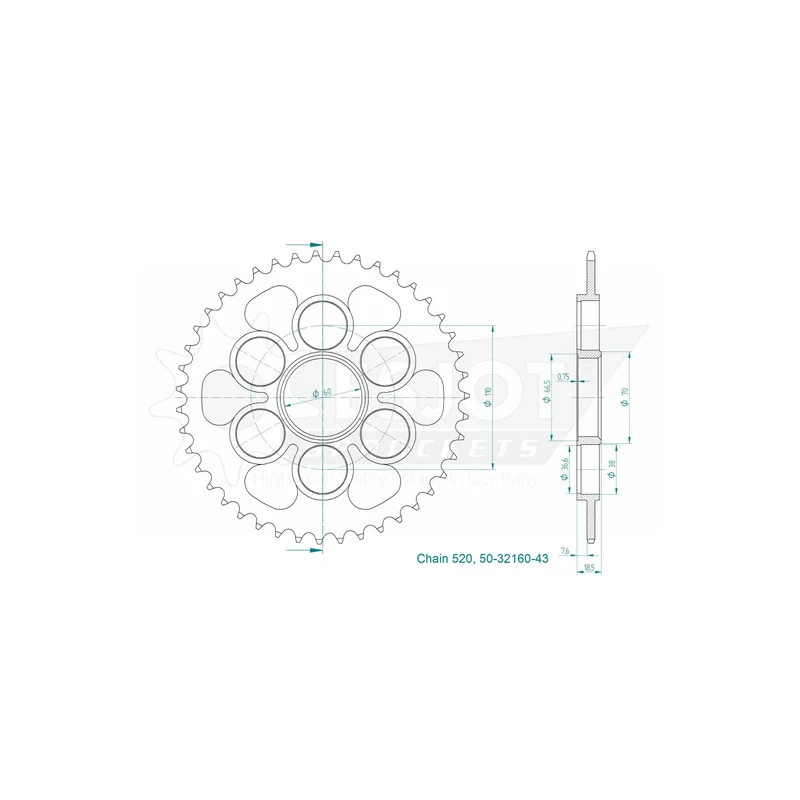 Sprockets Rear (32160-43T) - Esjot