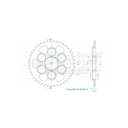 Sprockets Rear (32160-43T) - Esjot