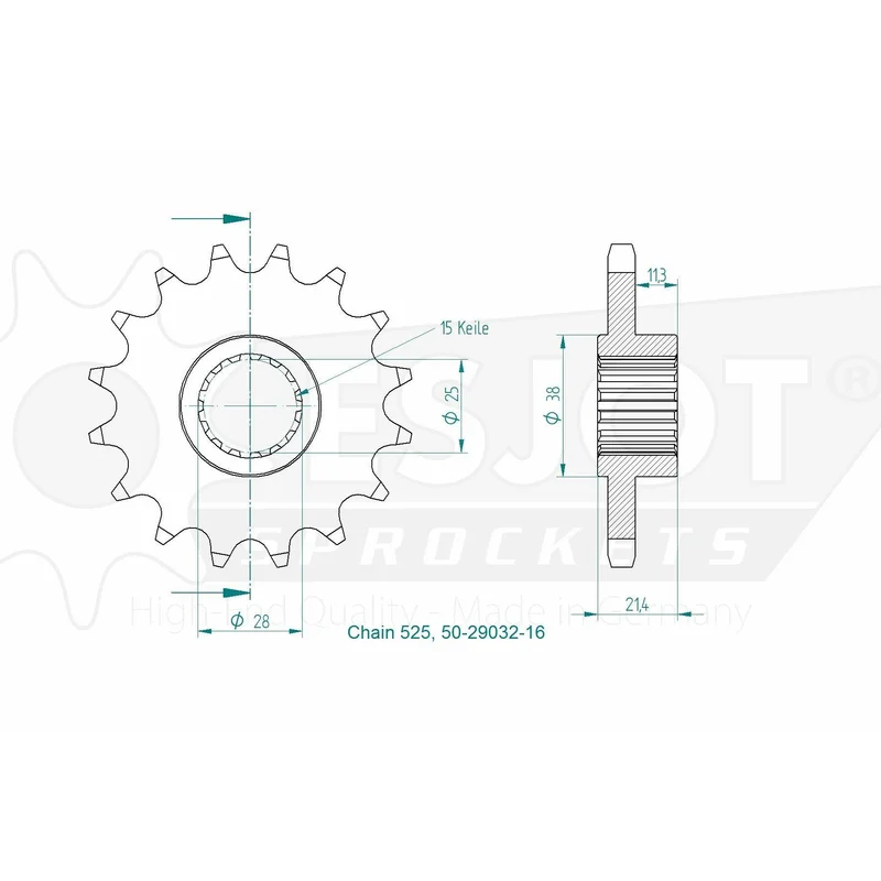 Sprockets Front (29032-16T) - Esjot