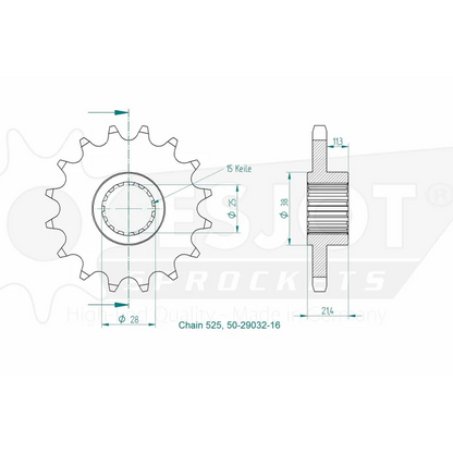 Sprockets Front (29032-16T) - Esjot