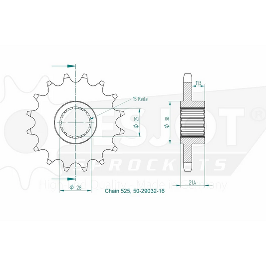 Sprockets Front (29032-16T) - Esjot