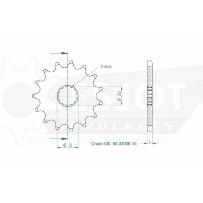 Sprockets Front (32006-16T) - Esjot