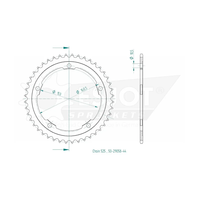 Sprockets Rear (29058-44T) - Esjot