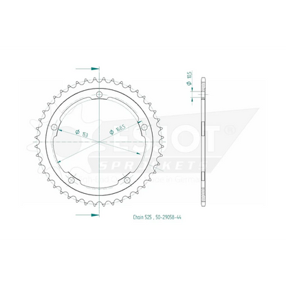 Sprockets Rear (29058-44T) - Esjot