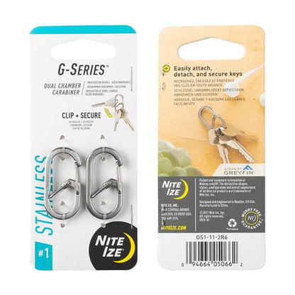 G-Biners Dual Chamber - 1N (Size #3) / Natural Steel / Stainless Steel