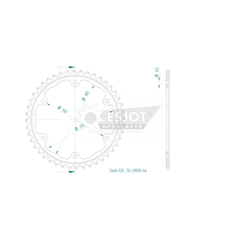 Sprockets Front (29055-44T) - Esjot