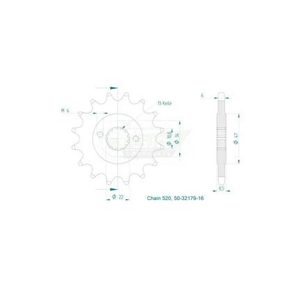 Sprockets Front (32179-16T) - Esjot