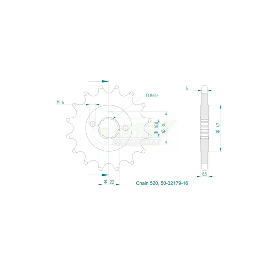 Sprockets Front (32179-16T) - Esjot