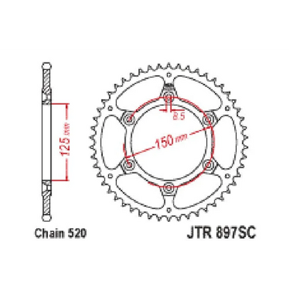 Sprockets Rear (897 - 41T) - JT - Racelite Aluminum Black
