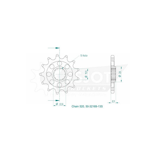 Sprockets Front (32169-13S) - Esjot (Sports)