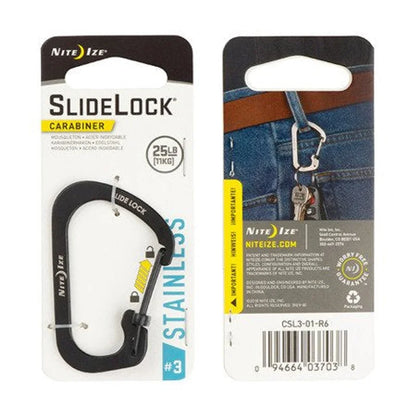 Carabiner with Slidelock (pcs) - Stainless Steel - Size#2 / Natural Steel / Stainless Steel