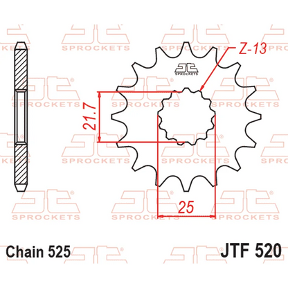 Sprockets Front (520 - 17) Rubber - JT