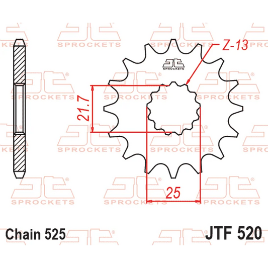 Sprockets Front (520 - 17) Rubber - JT