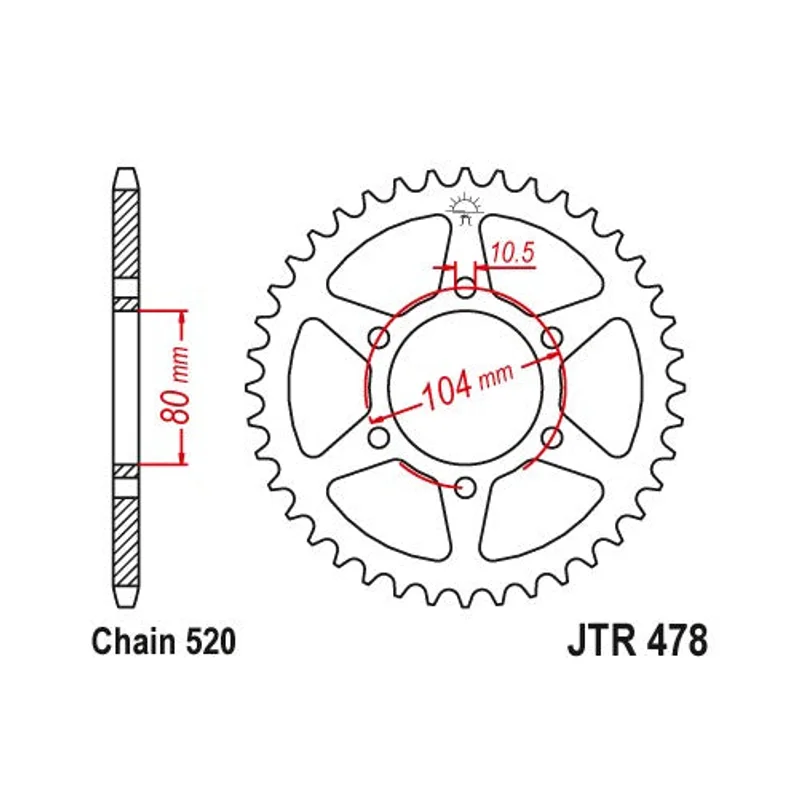 Sprockets Rear (478 - 43) - JT