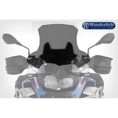 Motorcycle windshield with Wunderlich logo on a white background