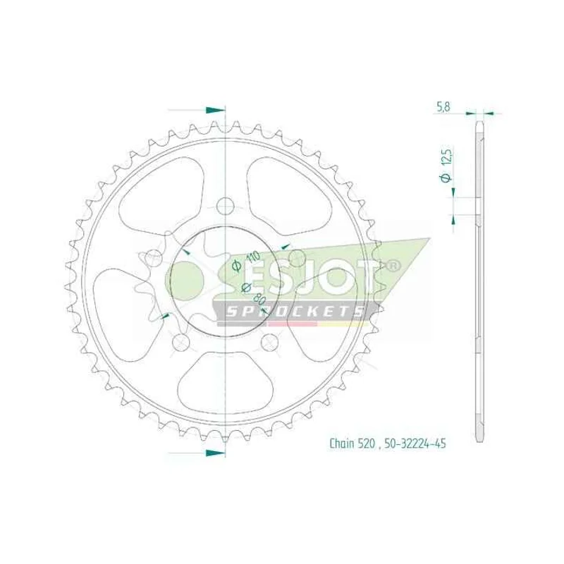 Sprockets Rear (32224-45T) - Esjot