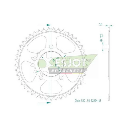 Sprockets Rear (32224-45T) - Esjot