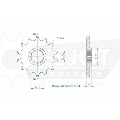 Sprockets Front (32070-13T) - Esjot (Sports)