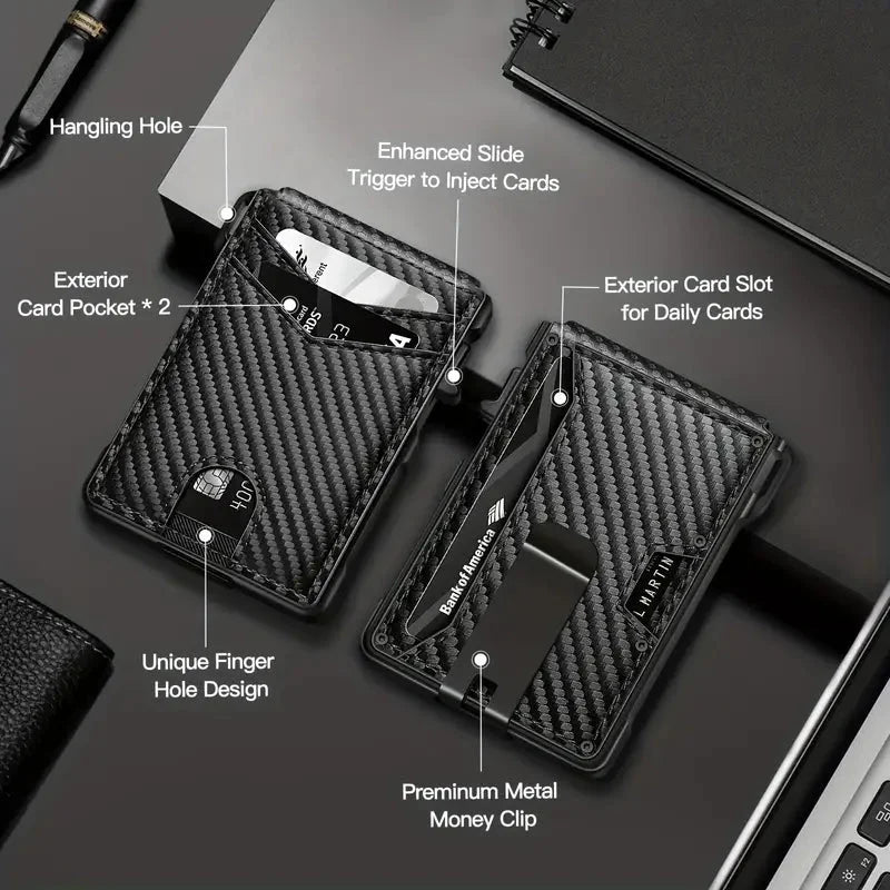 WALLET POP UP + CARDS + RFID - Carbon