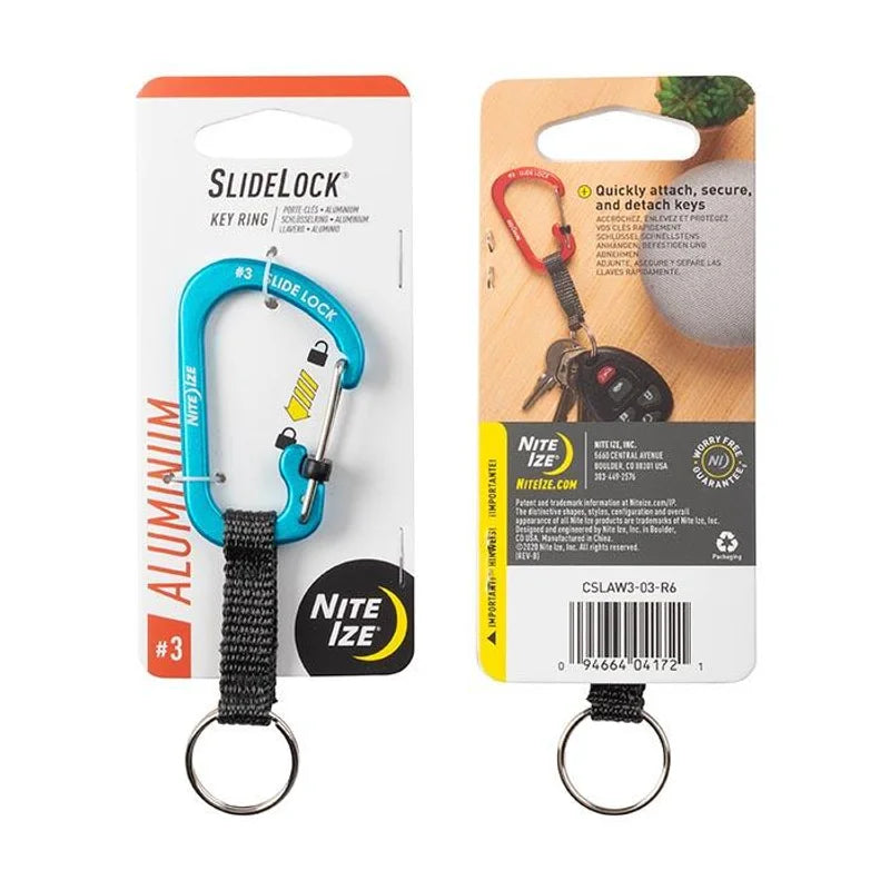Carabiner Keyring with Slide lock (SS) - Stainless Steel / Black