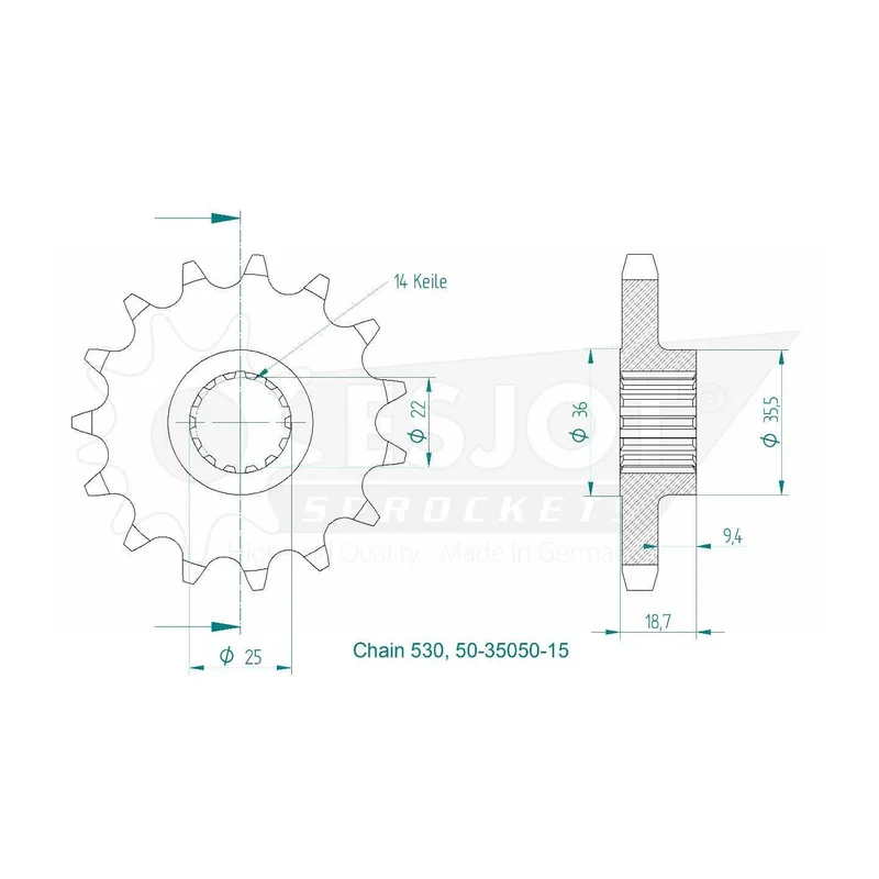 Sprockets Front (35050-15T) - Esjot