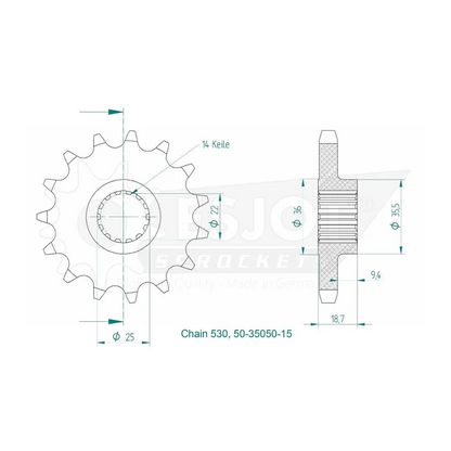 Sprockets Front (35050-15T) - Esjot