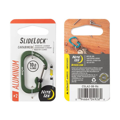 Carabiner with Slidelock (pcs) - Aluminium - Size#3 / Olive / Aluminium