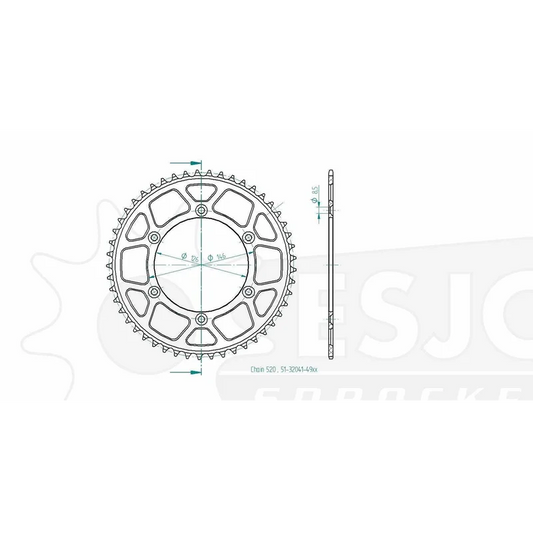Sprockets Rear (32041-49T) - Esjot