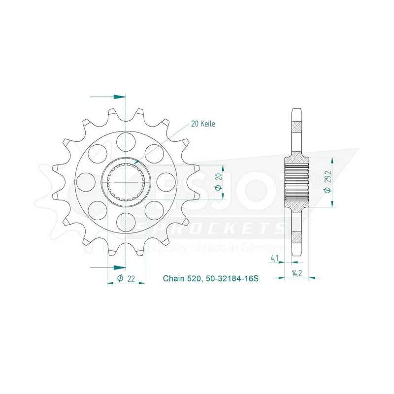 Sprockets Front (32184-16T) - Esjot (Sports)