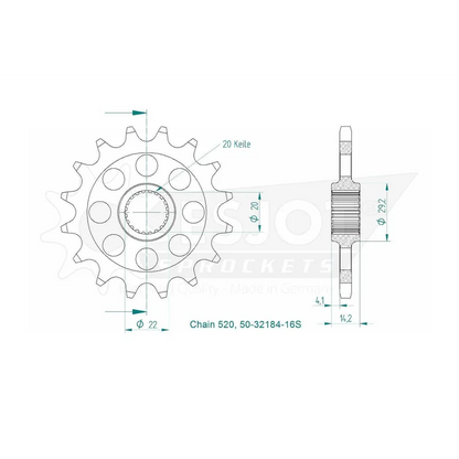 Sprockets Front (32184-16T) - Esjot (Sports)
