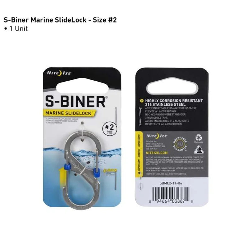 S-Biner with Lock (Stainless) - 1N (Size#2) / Natural Steel / Stainless Steel