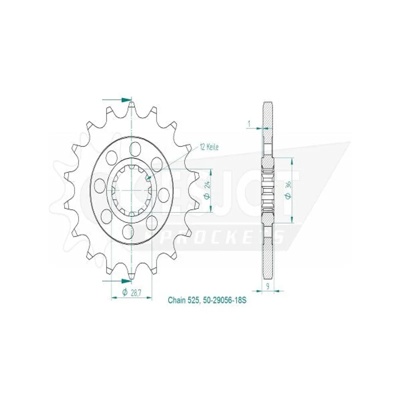 Sprockets Front (29056-18T) - Esjot (Sports)
