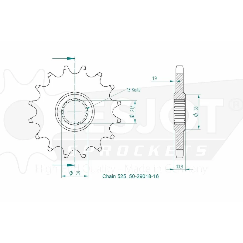 Sprockets Front (29018 - 16T) - Esjot