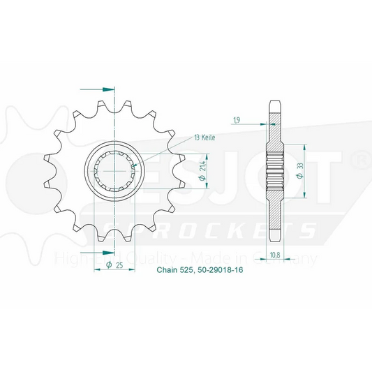 Sprockets Front (29018 - 16T) - Esjot
