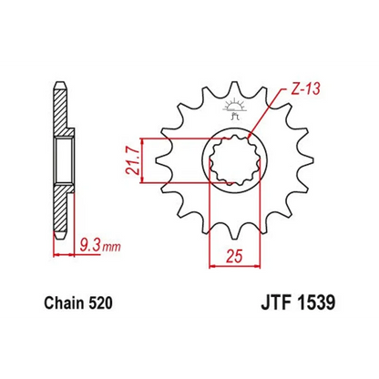 Sprockets Front (1539 14T) 'Rubber' - JT