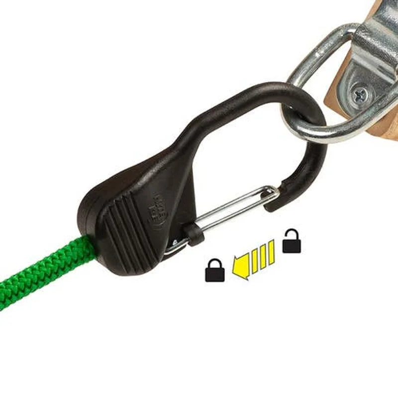 BUNGEE - CARABINER SLIDE LOCK - Green (121.9cm Length x 0.8cm Dia)